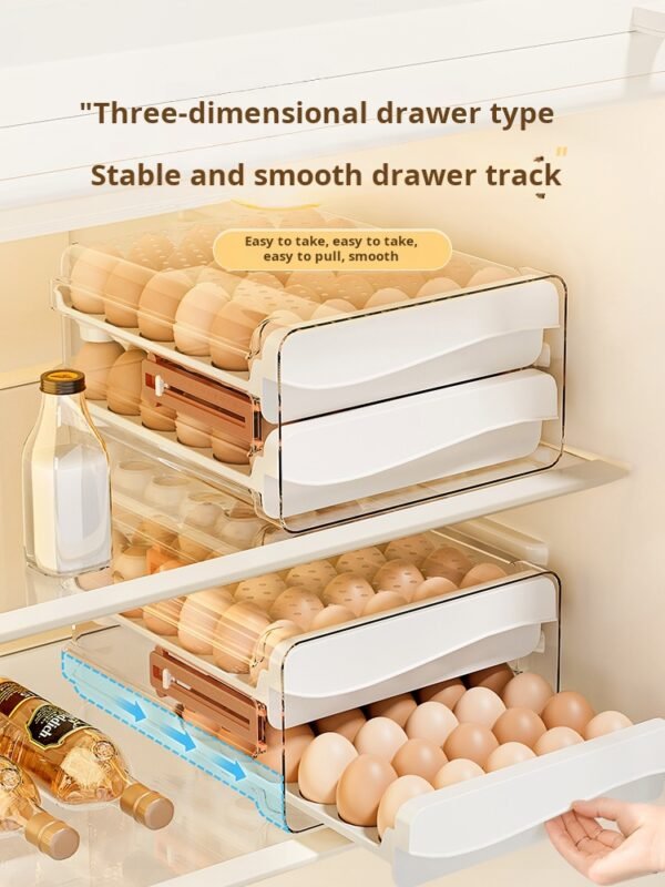 Egg storage box, refrigerator drawer-style kitchen storage organizer, egg box, food-grade container - Image 2
