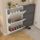 Ultra-narrow entrance cabinet, steel shoe cabinet behind the entrance door, ultra-thin shoe cabinet, large capacity for home use.