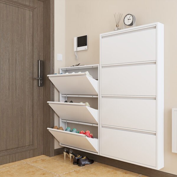 Ultra-narrow entrance cabinet, steel shoe cabinet behind the entrance door, ultra-thin shoe cabinet, large capacity for home use. - Image 4