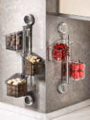 Onion, ginger, garlic, and chili pepper storage box, multi-functional kitchen storage rack, suction cup wall-mounted storage device
