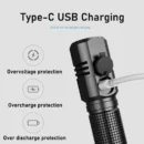 10000 LM mini powerful led flashlight xhp50 built-in battery 3 modes usb rechargeable flash light edc torch lamp flashlights