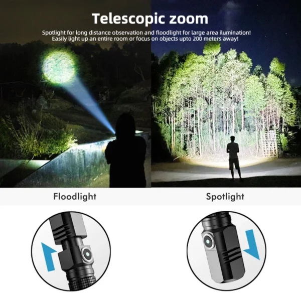 10000 LM mini powerful led flashlight xhp50 built-in battery 3 modes usb rechargeable flash light edc torch lamp flashlights - Image 4